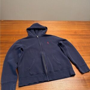 Polo Ralph Lauren Blue Full Zip Boys Youth Hoodie Sweatshirt Large 14-16
